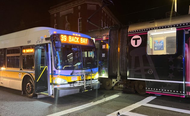 Bus and trolley collide