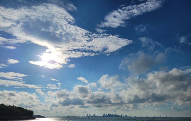 Clouds form a giant white bird