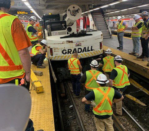 MBTA track workers at Park Street try to fix rail problems