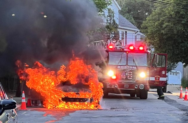 Car fully involved in flames on Magee Street in Hyde Park