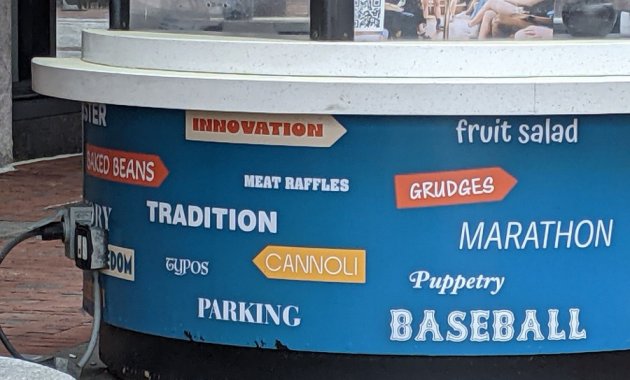 Boston advertised as full of meat raffles, fruit salad and typos