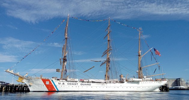 US Coast Guard's Eagle docked in Boston