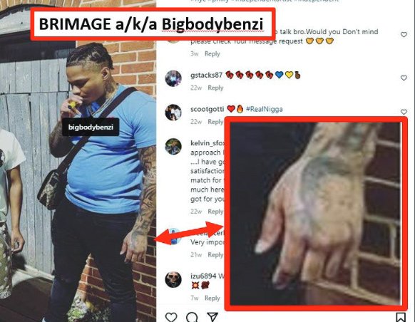 Bigbodybenzi and his distinctive hand tattoo