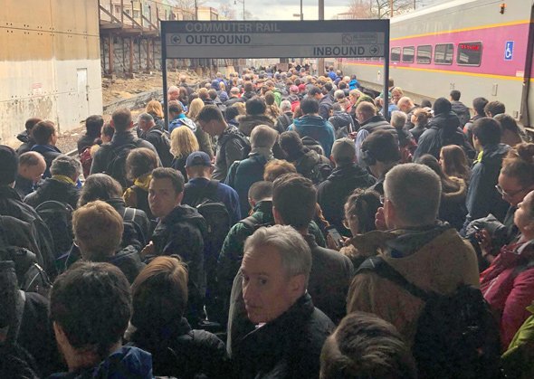 Massive crowd at Porter Square when the Fitchburg Line died