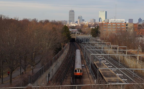 Casey Overpass looking towards downtown over the Northeast Corridor