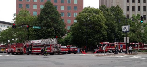 Firetrucks at Bowdoin on the Blue Line