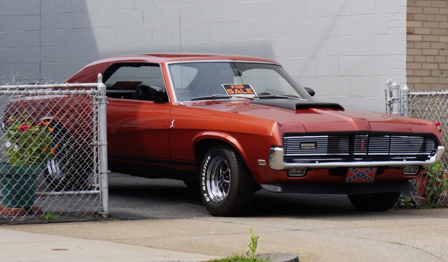 Car with Confederate license plate for sale in West Roxbury