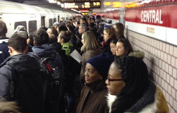 Central Square crush on the MBTA Red Line