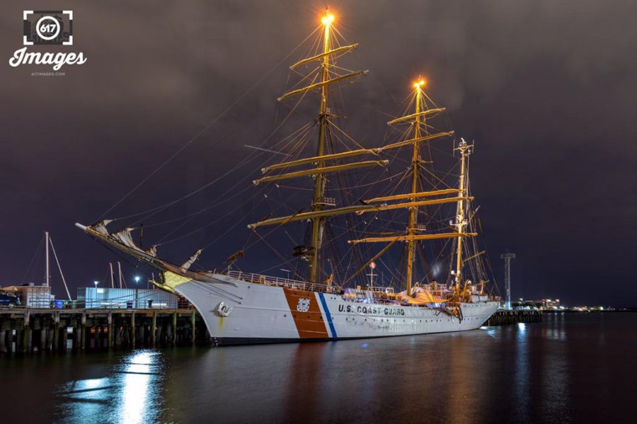 US Coast Guard's Eagle docked in Charlestown