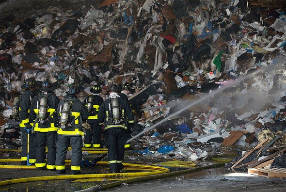 Trash fire at Norfolk Avenue transfer station