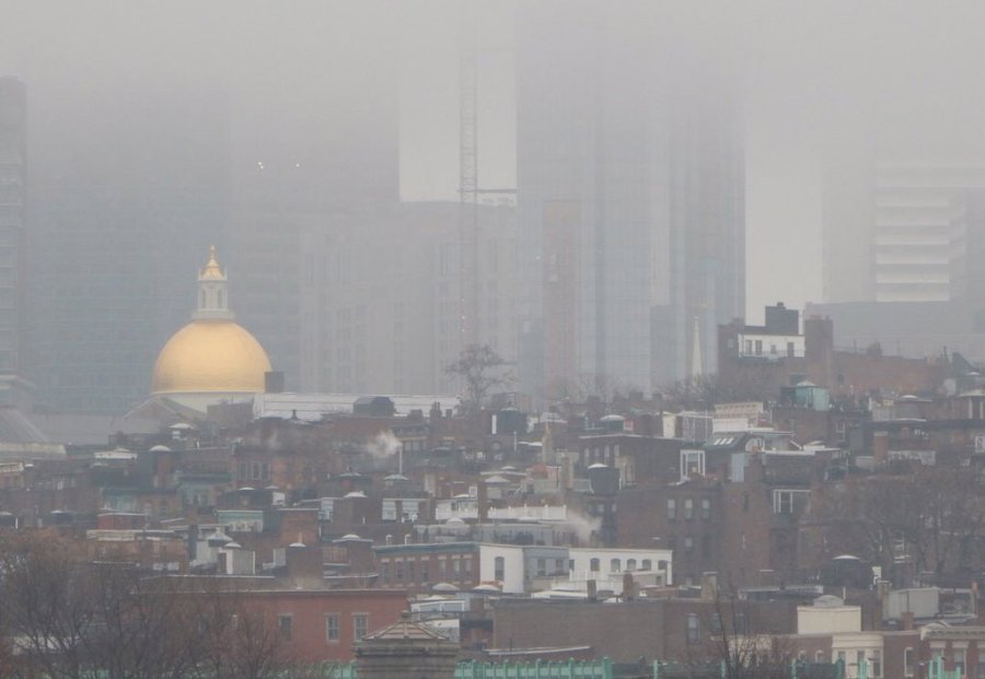 Boston's Beacon Hill in the fog