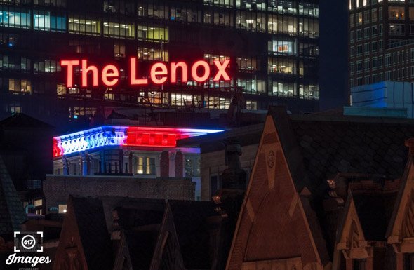 Lenox Hotel lit in tricoleur for Paris