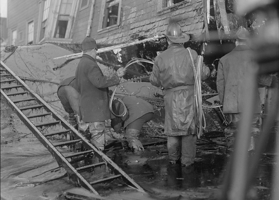 Firefighters knee deep in molasses in Boston