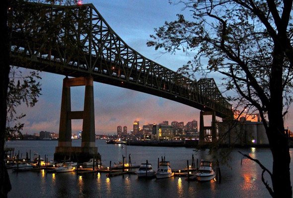 Tobin Bridge at sunset