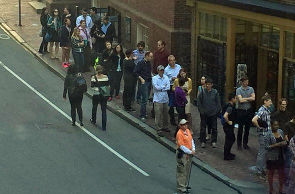 Line for Ogawa coffee in Downtown Crossing