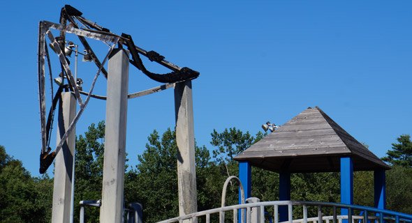 Damage at the Ohrenburger School playground in West Roxbury