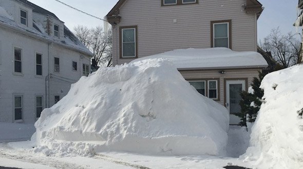 Snow pile in Somerville