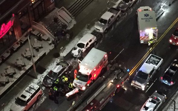 Crash on Boylston Street in front of Jerry Remy's