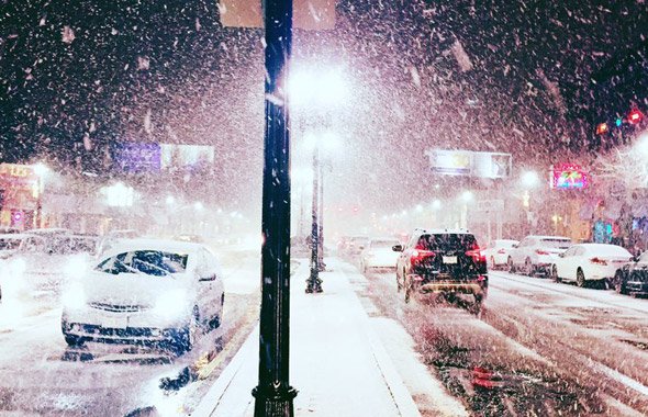 Snow on Brighton Avenue in Allston