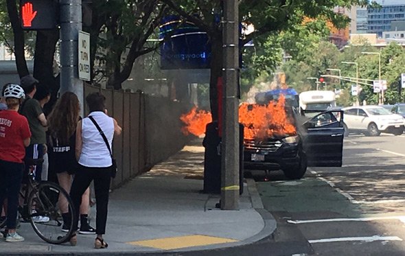 Exploding car in Longwood Medical Area