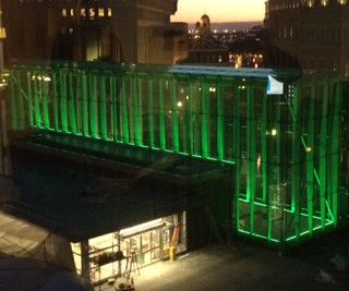 Illuminated Government Center station in Boston