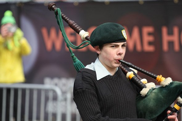 Bagpiper in South Boston St. Patrick's Day parade