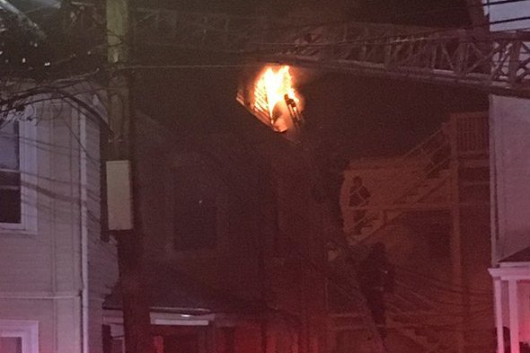 Fire on Myrick Street in Allston