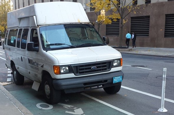 Public Works van in bike lane