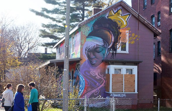 Painted house on Green Street in Jamaica Plain