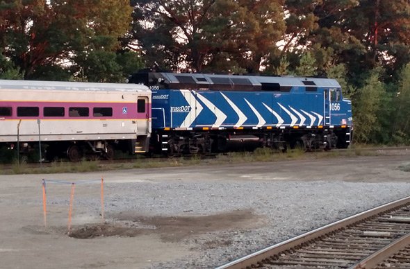 Unusual locomotive on the Fairmount Line at Readville