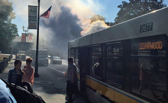 Smoky MBTA bus