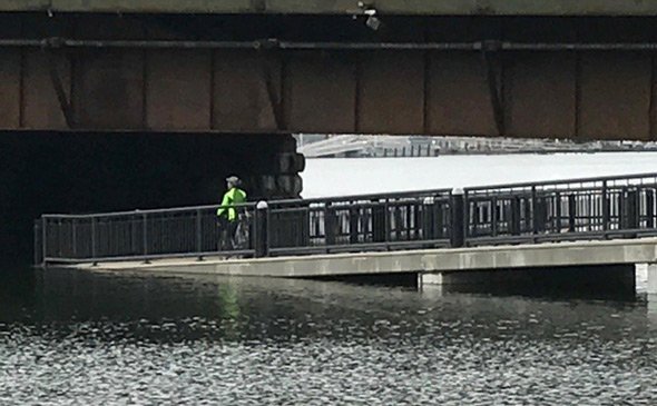 Rising tide under North Washington Street bridge