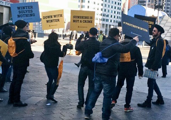 Protesting winter in Boston