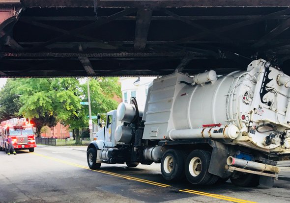 Storrowed truck on Adams Street in Dorchester