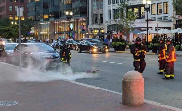 Smoking manhole in Back Bay