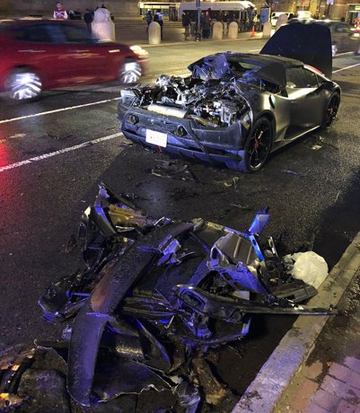 Remains of an expensive car in Copley Square