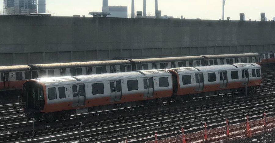 New Orange Line cars at Wellington