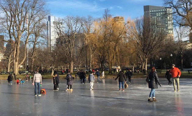 Public Garden lagoon now a skating rink