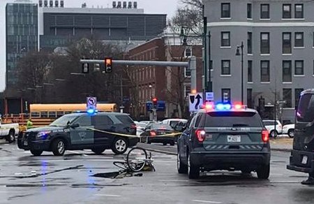 Fenway crash scene, showing bicycle.