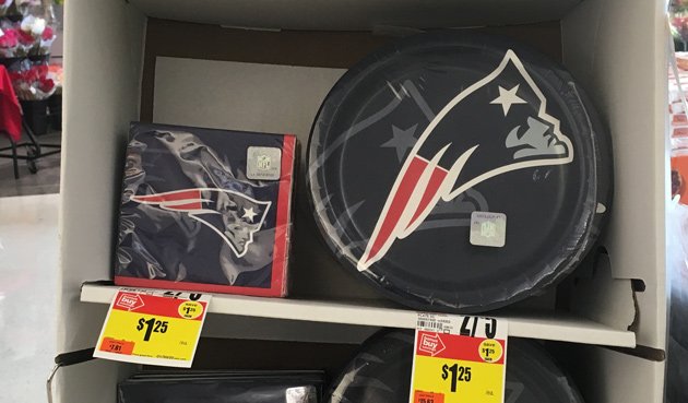 Half off on Patriots stuff at one supermarket