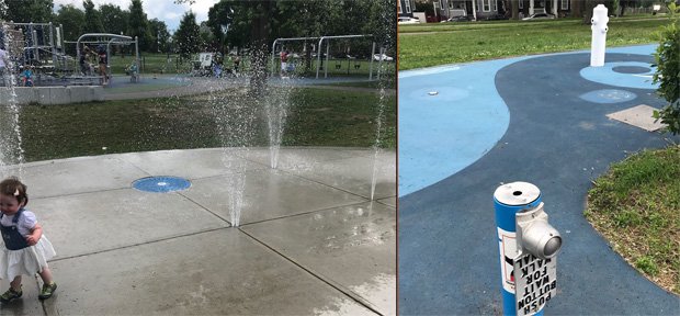 One splash pad on, one splash pad off