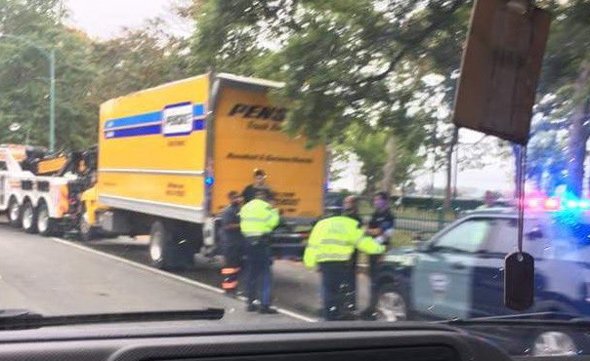 Storrowed rental truck on Storrow Drive