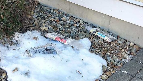 Globe Direct circulars lying in the snow in East Boston