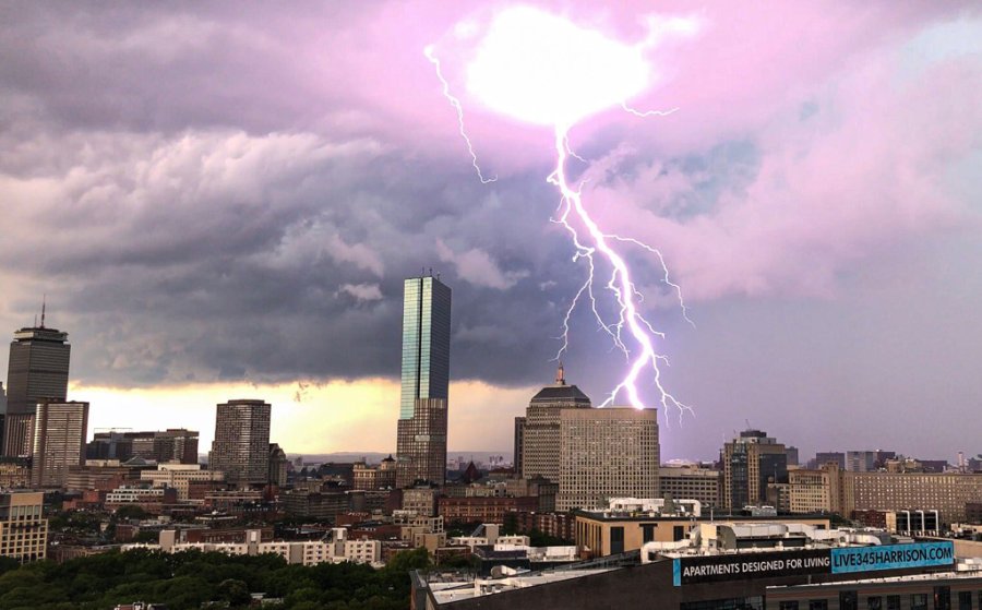 Lightning hits Boston