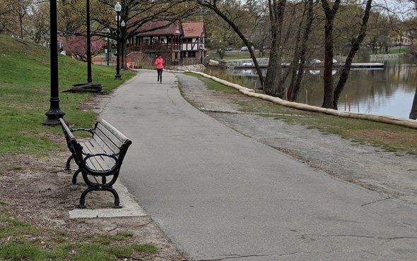 Last bench near Jamaica Pond Boathouse