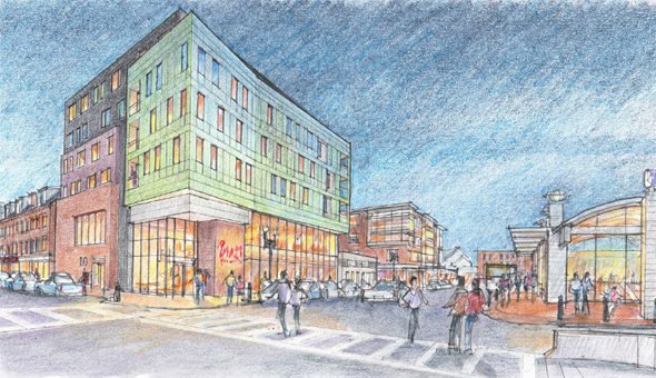 Architect's rendering of proposed Maverick Square building