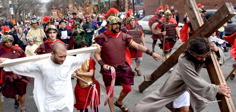 Recreation of the stations of the cross in the South End