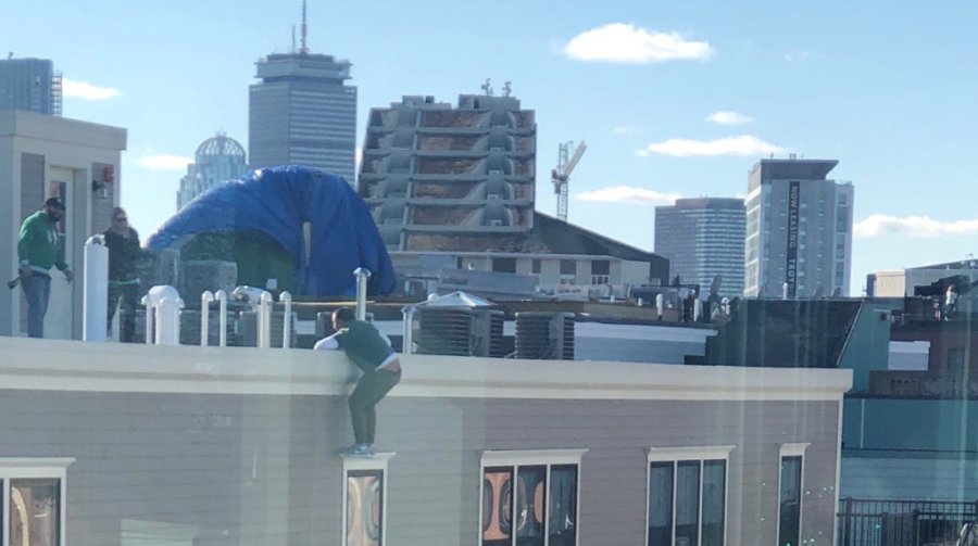 Guy off a roof in South Boston