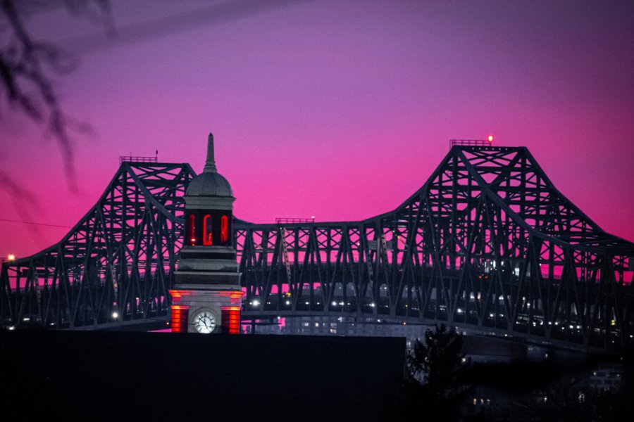 Tobin bridge at sunset