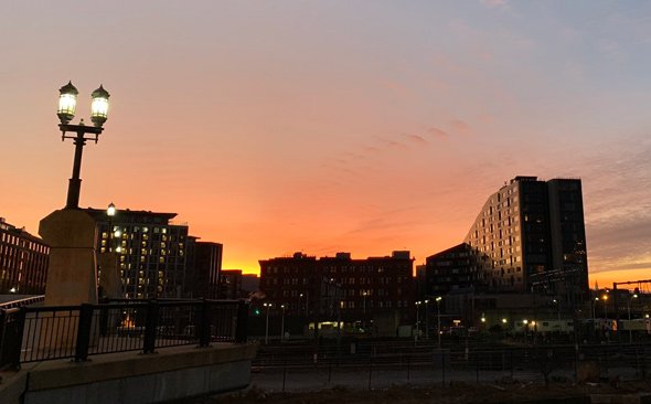 Red sky over South Boston